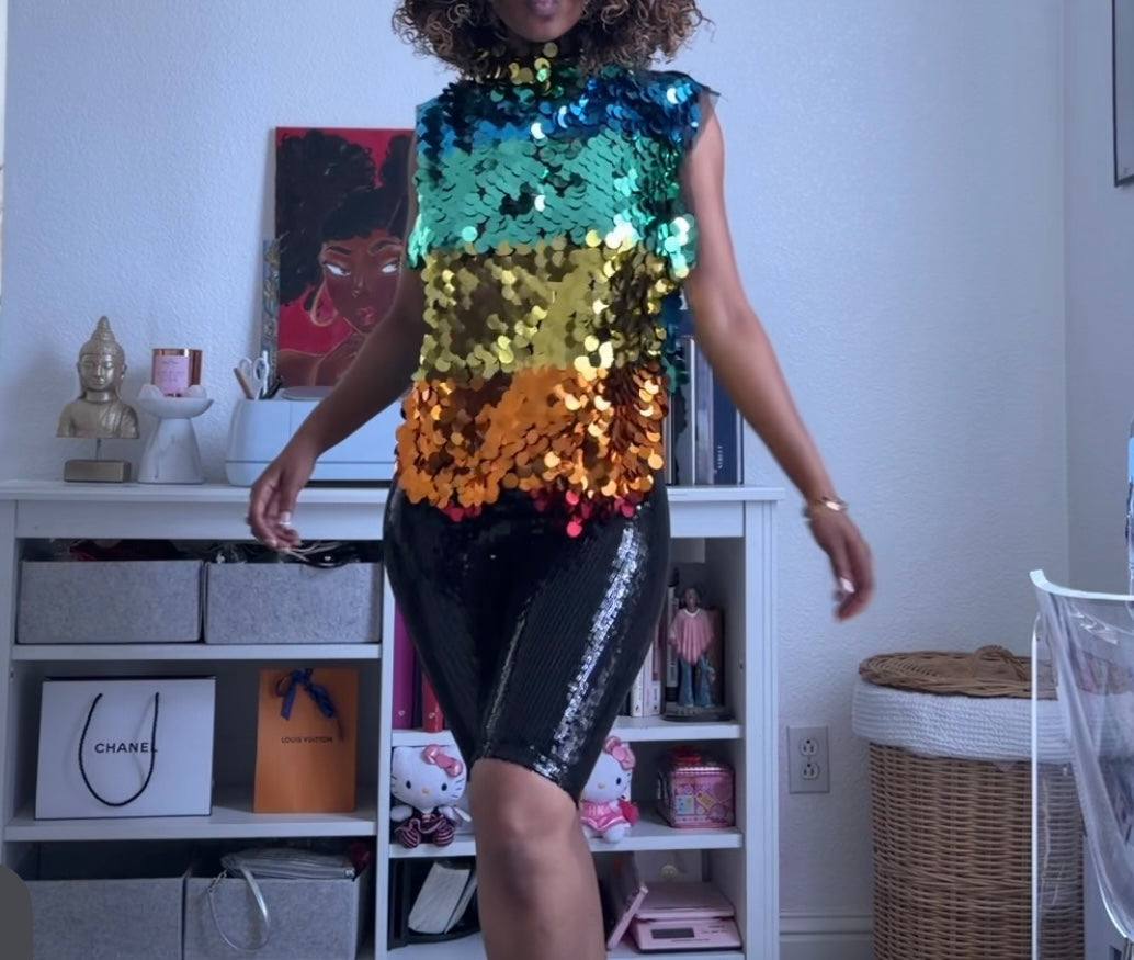 Rainbow Sleeveless TurtleNeck